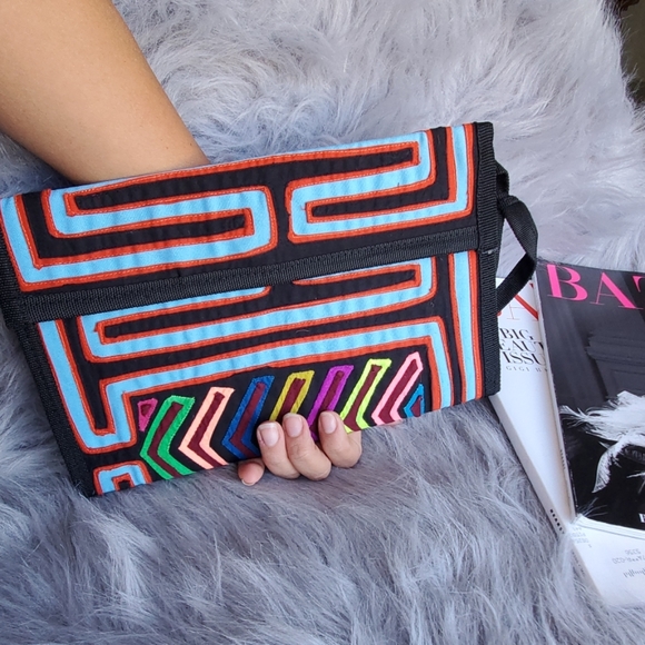 Envelop Clutch / Mola / Boho/ Etnic artisanal - Picture 1 of 8